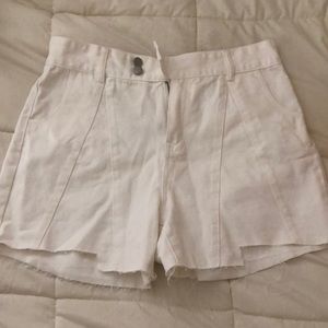 White long thigh length shorts